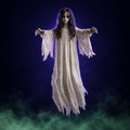 The Phantom Flyer flying ghost drone, Ghost Girl character, hovering in violet light